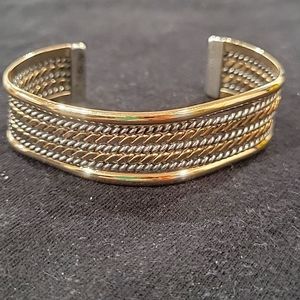 Vintage Native American Navajo TAHE 12K GF Sterling Silver Cuff Bracelet 6 5/8"